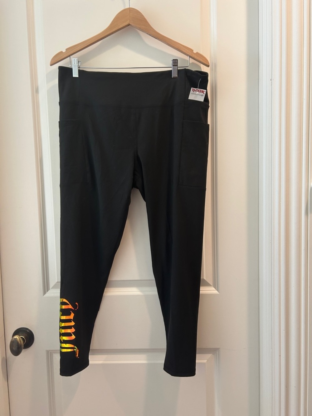 Juicy Couture Sport 20% Spandex Hologram Foil graphic Crop Leggings pockets XL